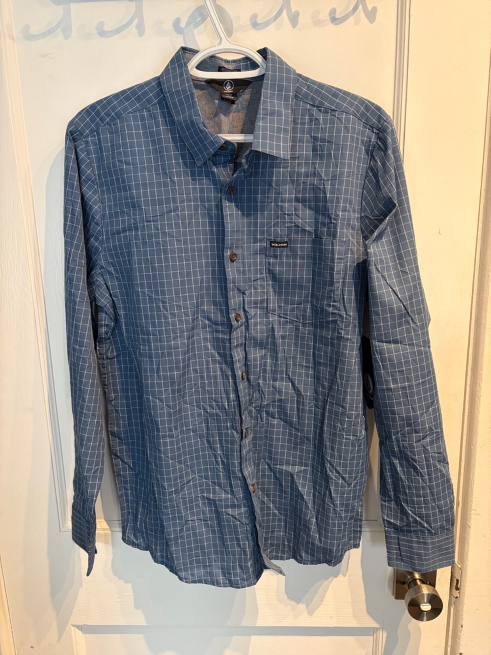 Volcom Men's Blue Grid Button-Down Shirt
